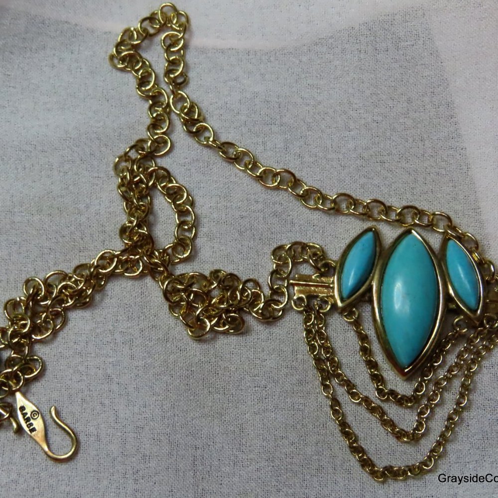 Turquoise Necklace with a beautiful Pattern • Adjustable Length - Picture 2 of 5